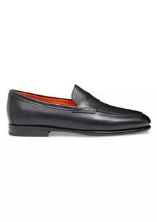 Santoni Leather Penny Loafers