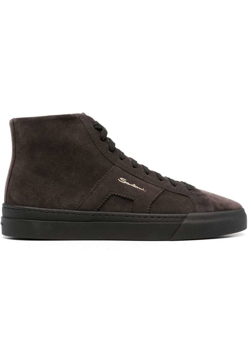 Santoni logo-print suede sneakers