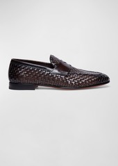 Santoni Men's Gwendal Woven Leather Penny Loafers
