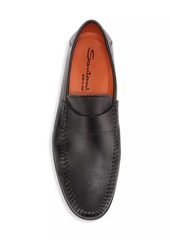 Santoni Paine Leather Moccasin Loafers