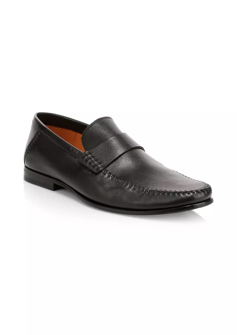 Santoni Paine Leather Moccasin Loafers