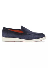 Santoni Printed Suede Loafers