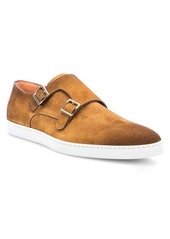 Santoni Freemont Double Monk Strap Shoe in Brown Suede at Nordstrom
