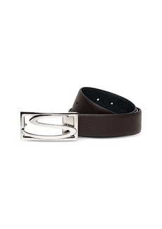 Santoni Men's Leather Logo Buckle Belt