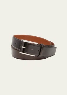 Santoni Men's Square-Buckle Leather Belt