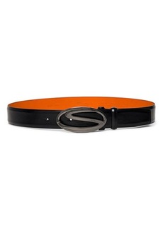 Santoni Reversible Logo Buckle Leather Belt