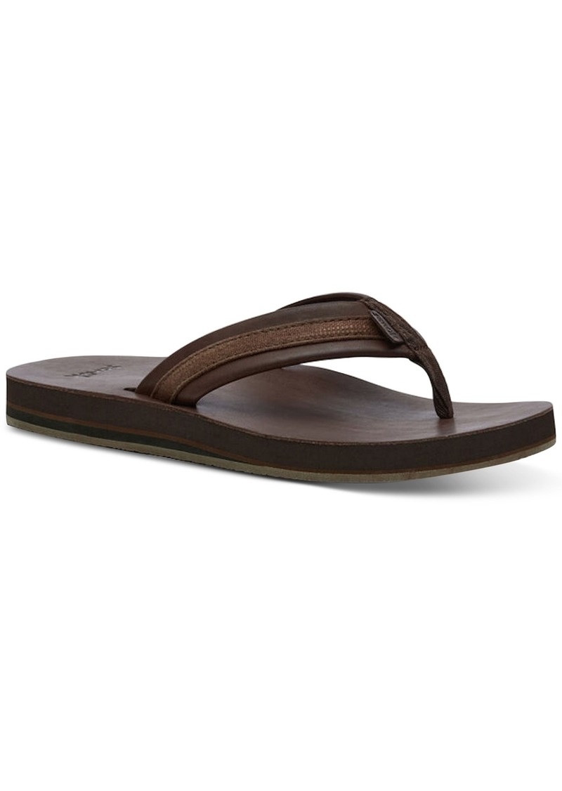 Sanuk Men's Hullsome Leather Flip-Flop Sandals - Dark Brown