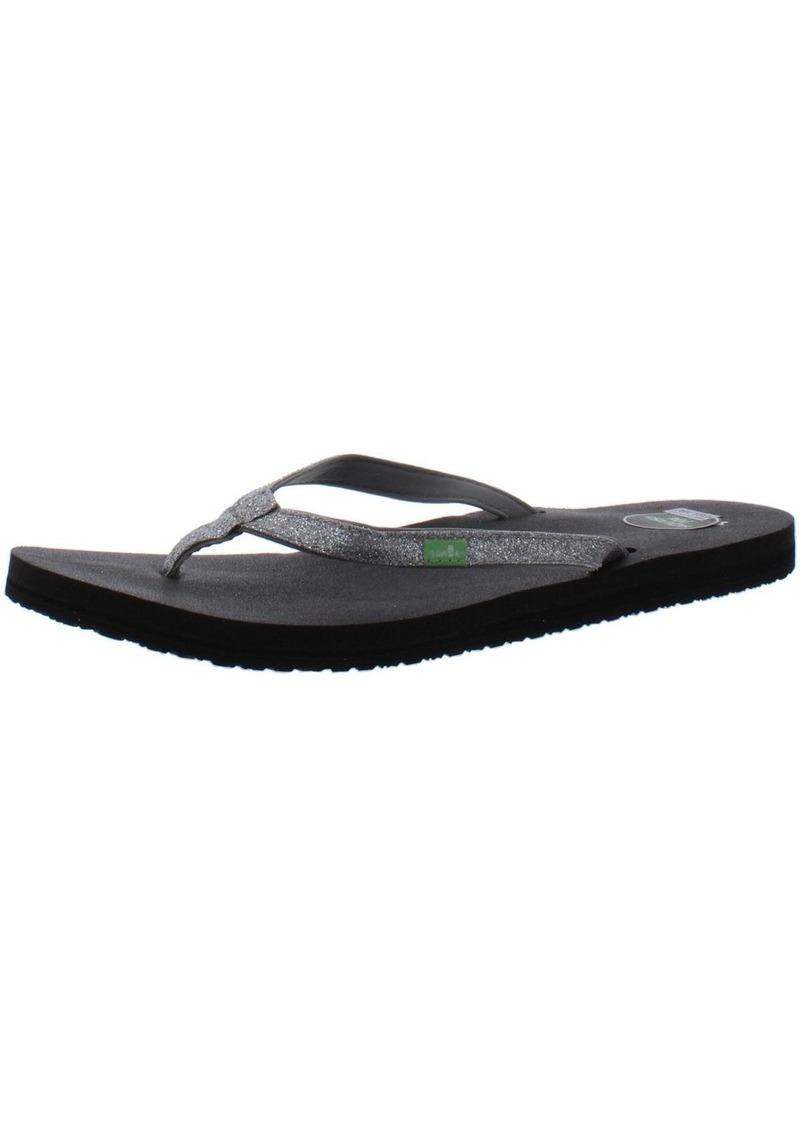 Sanuk Yoga Joy Sparkle Womens Metallic Thong Flip-Flops