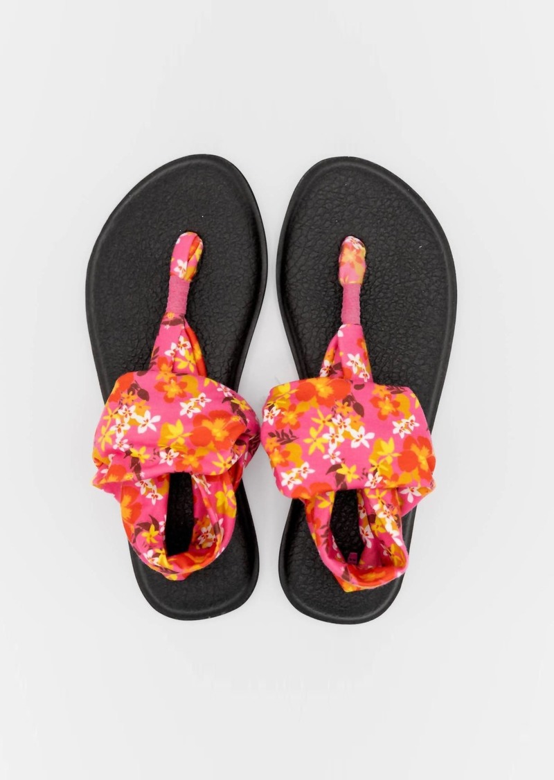 Sanuk Yoga Sling 2 Floral Flip Flop Thong Sandals In Orange