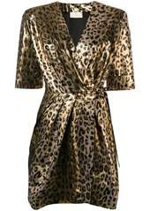 Sara Battaglia leopard wrap dress