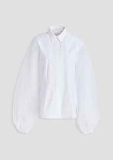 Sara Battaglia - Cloqué-paneled cotton-blend poplin shirt - White - IT 40
