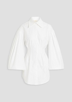 Sara Battaglia - Pleated cotton-piqué blouse - White - IT 42