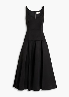 Sara Battaglia - Pleated woven midi dress - Black - IT 36