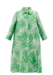Sara Battaglia Palm leaf-jacquard cocoon coat