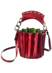 Sara Battaglia Plisse Mini Leather Bucket Bag