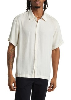 Saturdays NYC Bruce Leopard Jacquard Short Sleeve Button-Up Shirt