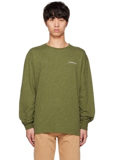 Saturdays NYC Green Speckled Chain Script Long Sleeve T-Shirt