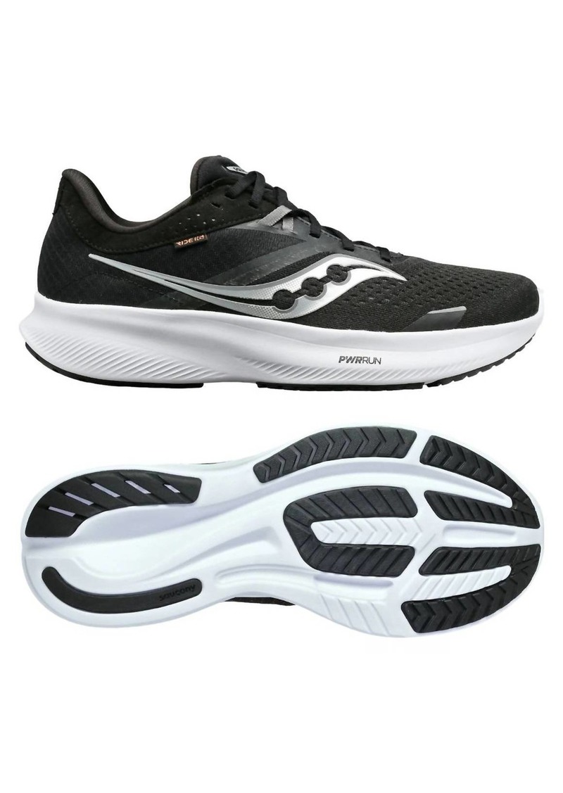 Saucony Men's Ride 16 Running Shoes In Black/white