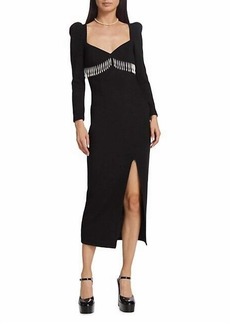 Saylor Alina Pearl Fringe Sweater Midi Dress In Black