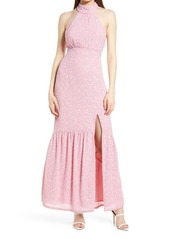 Saylor Audie Sequin Halter Maxi Dress in Pink at Nordstrom