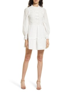 Saylor Felice Crochet Long Sleeve Dress in White at Nordstrom