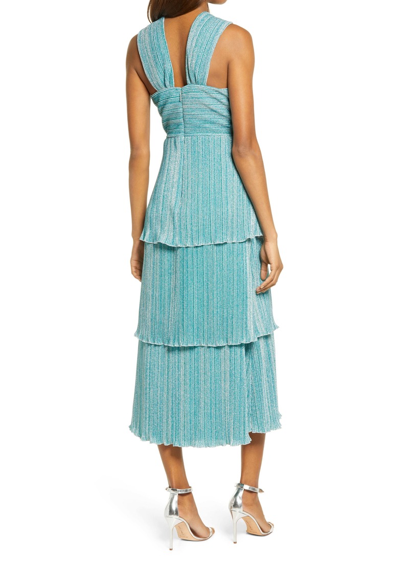 Saylor Saylor Hyelee Metallic Halter Neck Tiered Cocktail Dress | Dresses