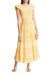 Saylor Sunset Print Cotton Dress in Sunset Gold at Nordstrom