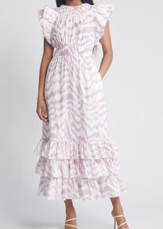 Saylor Zenith Print Flutter Sleeve Maxi Dress