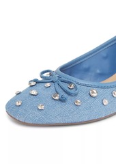 SCHUTZ Arissa Shine Embellished Denim Ballet Flats