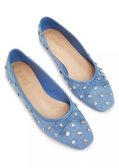 SCHUTZ Arissa Shine Embellished Denim Ballet Flats