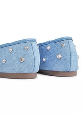 SCHUTZ Arissa Shine Embellished Denim Ballet Flats