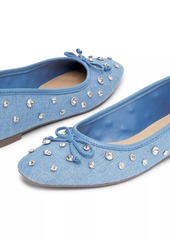 SCHUTZ Arissa Shine Embellished Denim Ballet Flats