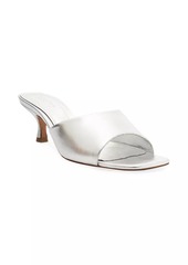 SCHUTZ Dethalia 65MM Metallic Leather Kitten-Heel Sandals