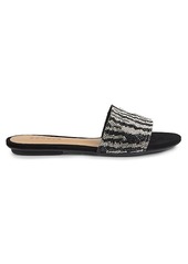 SCHUTZ Elara Embellished Zebra-Stripe Slide Sandals