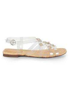 SCHUTZ Georgia Embellished Transparent Flat Sandals