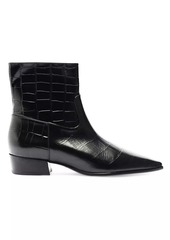 SCHUTZ Helena Crocodile-Embossed Leather Booties