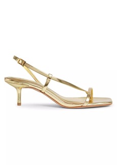 SCHUTZ Heloise 55MM Metallic Leather Slingback Sandals