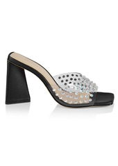 SCHUTZ Lizah Crystal-Studded Block Heel Sandals
