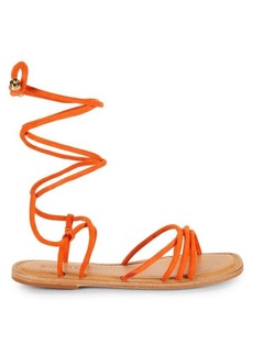 SCHUTZ Magdalena Leather Ankle Tie Flat Sandals
