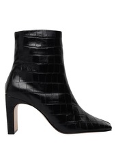 SCHUTZ Marion Square-Toe Croc-Embossed Leather Boots