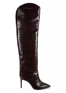 SCHUTZ Maryana Crocodile-Embossed Leather Over-The-Knee Boots