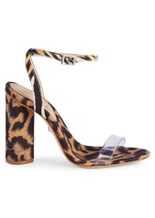 SCHUTZ Queen Leopard Print Clear Strap Sandals