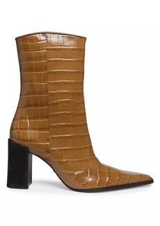 SCHUTZ Raffaela 90MM Crocodile-Embossed Leather Booties