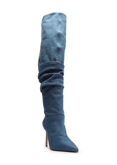 Schutz Ashlee Thigh High Pointed Toe Slouch Boot in Blue at Nordstrom