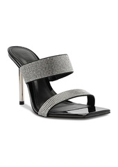 Schutz Women's Liam Square Toe Crystal Embellished High Heel Sandals