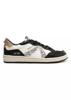 SCHUTZ St-001 Glitter Leather Low-Top Sneakers