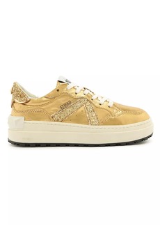 SCHUTZ St Bold Metallic Leather Sneakers