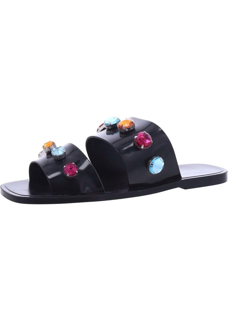 SCHUTZ Womens Jelly Rhinestone Slide Sandals