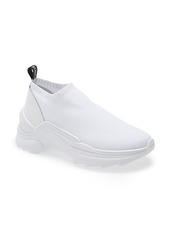 Schutz Evilyse Slip-On Sneaker in White/Black Fabric at Nordstrom