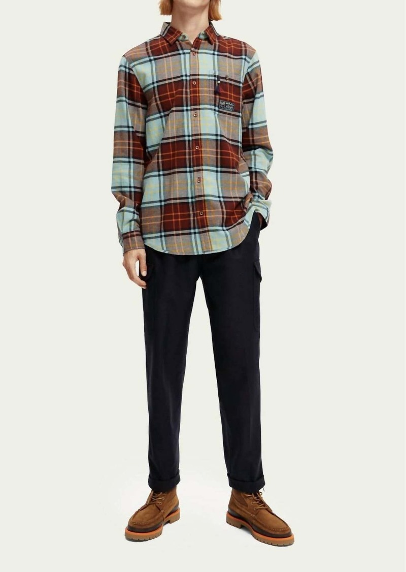 Scotch & Soda Checked Brushed Flannel Shirt In Multi